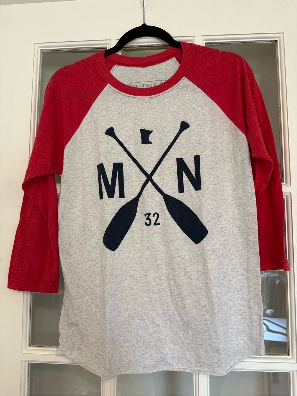 SOTA Clothing Minnesota Heather Gray and Red Raglan Long 3/4 Sleeve Tee
